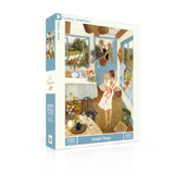 Jigsaw puzzle box with a colorful illustration of a family in a farmhouse kitchen and text 'New York Puzzle Company'.