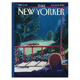 Cover of The New Yorker magazine featuring a cat on a porch railing with trees in the background.
