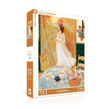 Jigsaw puzzle box with a woman in a white dress and a table setting, featuring the New York Puzzle Company branding.