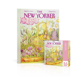  'The New Yorker' magazine with a floral design on a white background