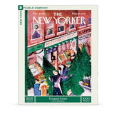 Puzzle box featuring a New Yorker magazine cover with a Christmas scene