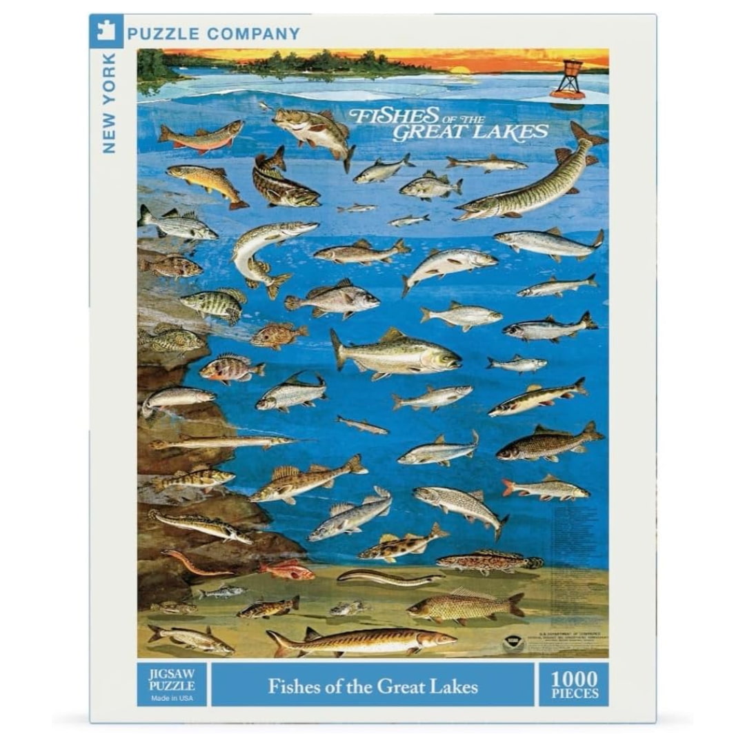 New York Puzzle Company - Fishes Of The Great Lakes 1000 Piece Puzzle - The Puzzle Nerds 