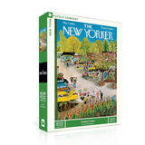 Jigsaw puzzle box featuring an illustration of a garden center from The New Yorker magazine.