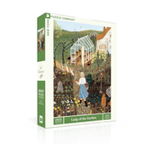 Jigsaw puzzle box titled 'Lady of the Garden' by The New York Puzzle Company on a white background.