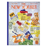 Cover of 'The New Yorker' magazine with vintage ticket designs and text