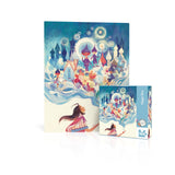 Puzzle box with fantasy design featuring characters and magical elements on a white background.