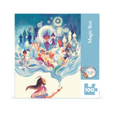 Jigsaw puzzle box with a colorful illustration of a girl and magical castle, brand 'Magic Box' visible.