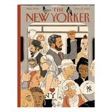 Illustrated cover of The New Yorker magazine featuring a subway scene with various people.