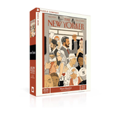 Puzzle box featuring 'The New Yorker' magazine cover with people on a subway.
