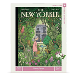 New Yorker puzzle box with a garden scene illustration