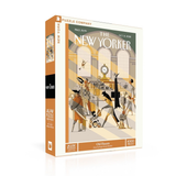 A 1000-piece jigsaw puzzle box featuring The New Yorker magazine cover art from October 30, 2022, titled 'Old Haunts'. The box is designed with orange and white branding of the New York Puzzle Company, and the front cover displays a vintage illustration of a figure in a black coat in a warm-toned interior.