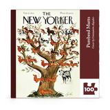 New Yorker puzzle box with a tree illustration of dogs on the cover