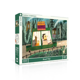 A puzzle box featuring animals in a car 