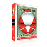 Jigsaw puzzle box featuring a New York Puzzle Company logo and a festive design of Santa Claus.