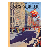 Cover of 'The New Yorker' magazine featuring a parade with a large shadow of a parade float.