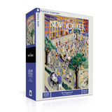 A 1000-piece jigsaw puzzle box titled 'The Playground' by artist Anne S. Goggin, published by New York Puzzle Company.