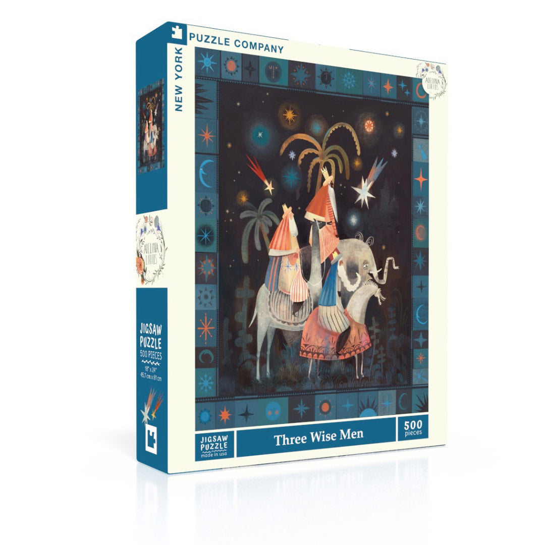 Puzzle box featuring 'Three Wise Men' design with New York Puzzle Company branding.