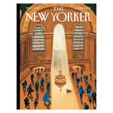 The January 28, 2026 issue of The New Yorker magazine cover, featuring an illustration of a grand hall with a bright beam of light shining down on a central pedestal, with stylized figures walking below.