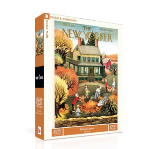 New York Puzzle Company Puzzles - Raking Leaves 1000 Piece Jigsaw Puzzle - The Puzzle Nerds  