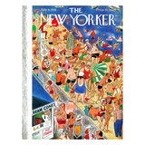 The New Yroker Magazine cover featuring an illustration of a summer beach scene with a lot of people on the sand