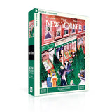 Jigsaw puzzle box featuring 'The New Yorker' magazine cover with a Christmas scene.