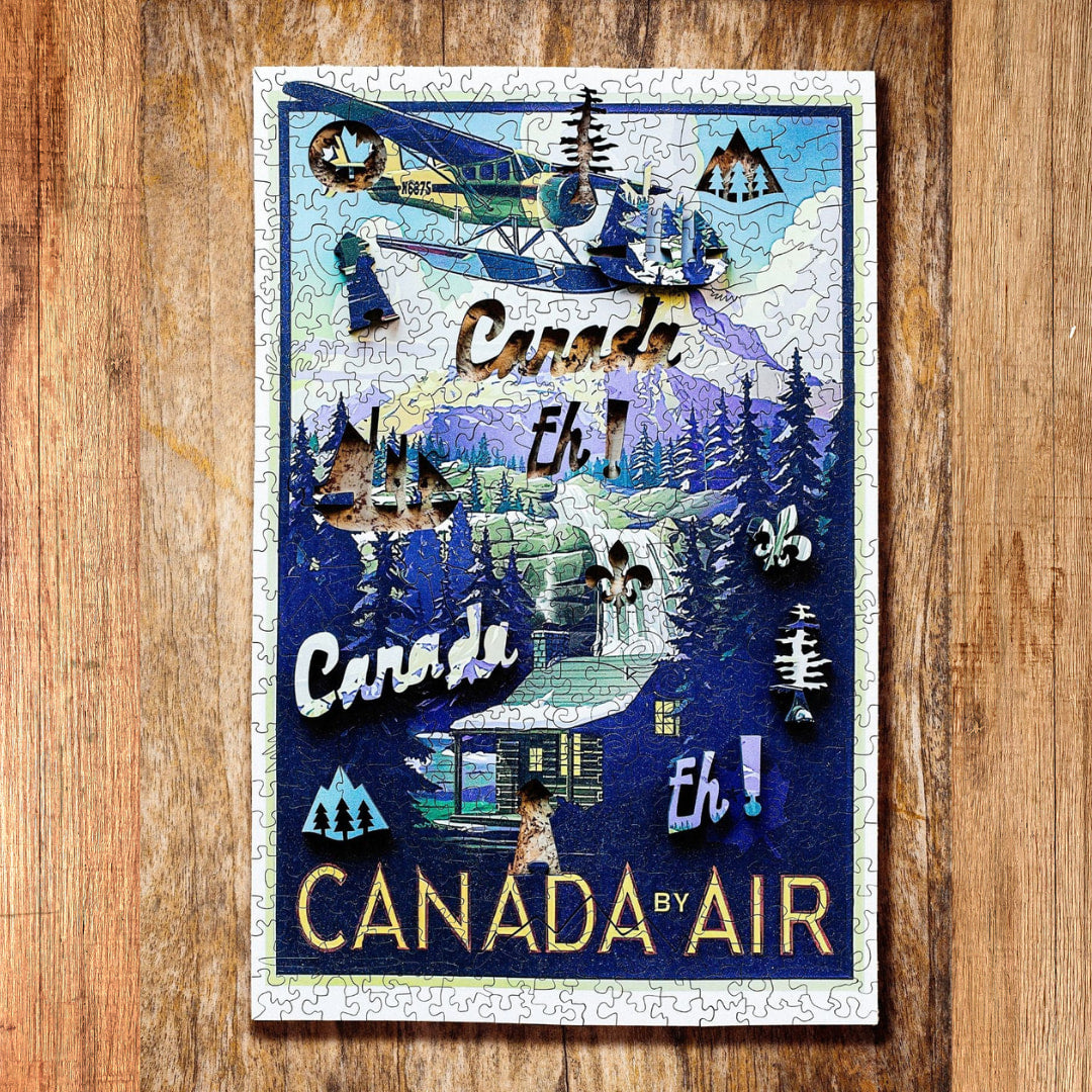 Pacific Puzzle Company - Canada By Air 415 Piece Wooden Puzzle - The Puzzle Nerds  