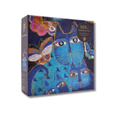 Paperblanks - Blue Cats & Butterflies Fantastic Felines 500 Piece Puzzle - The Puzzle Nerds