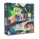 Jigsaw puzzle box with colorful abstract design and 'paperblank' branding