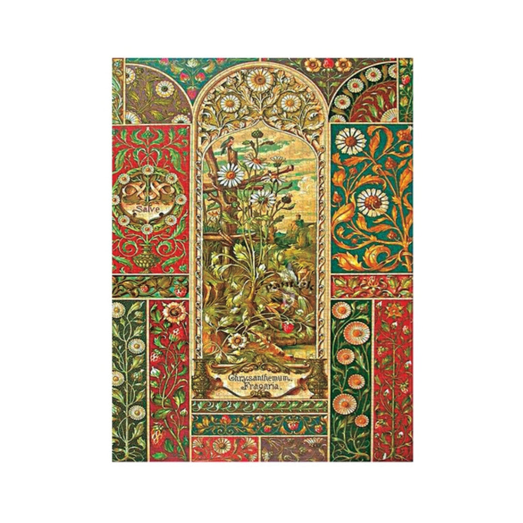 Decorative puzzle image with intricate patterns and illustrations on a white background