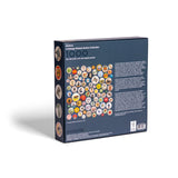 Puzzle box with button design on a white background