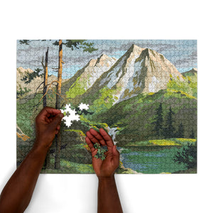 Parkside Puzzles - Vintage Paint By Numbers - Mountains 1000 Piece Puzzle - The Puzzle Nerds  