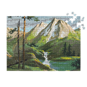 Parkside Puzzles - Vintage Paint By Numbers - Mountains 1000 Piece Puzzle - The Puzzle Nerds  