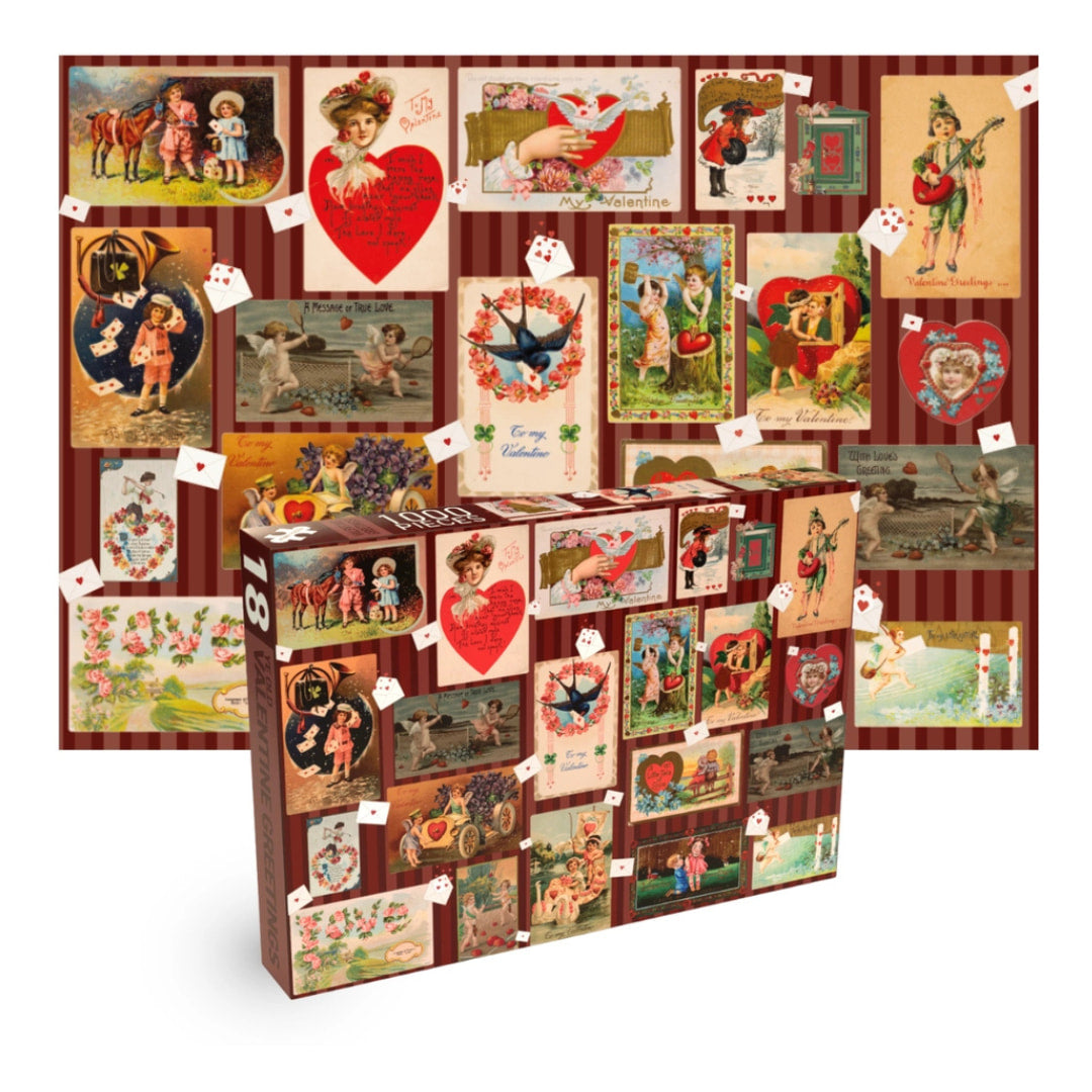 Penny Puzzles - Ye Old Valentine Greetings 1000 Piece Jigsaw Puzzle - The Puzzle Nerds 