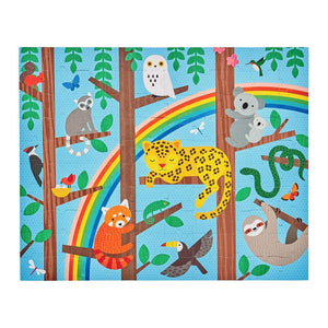 Petit Collage Puzzles - Animal Menagerie Two-Sided On-The-Go 100 Piece Puzzle - The Puzzle Nerds  