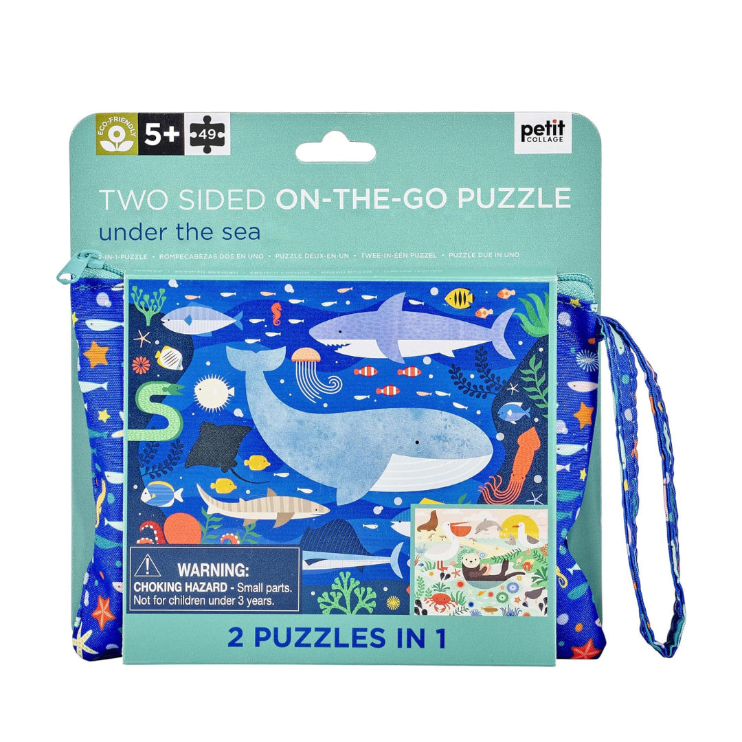 Petit Collage Puzzles - Under The Sea Two-Sided On-The-Go 100 Piece Puzzle  - The Puzzle Nerds  