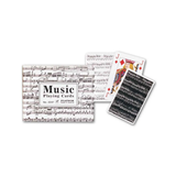 Music-themed playing cards with sheet music design on a white background