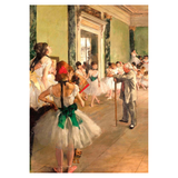Painting of a dance class with dancers and a teacher in a classroom setting.