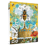 Puzzle box with a bee illustration and colorful floral design, featuring the artist's name.