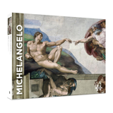Michelangelo-themed puzzle box with artwork of 'The Creation of Adam' on a white background