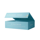 A light blue presentation box for Sir John Tenniel's Alice in Wonderland artwork, shown open against a plain white background.