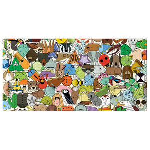 Pomegranate Puzzles - Beguiled By The Wild by Charley Harper 1000 Piece Panoramic Puzzle - The Puzzle Nerds  