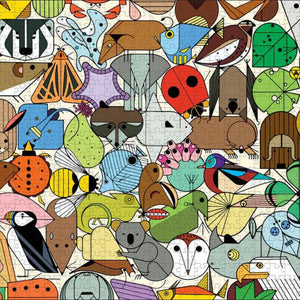 Pomegranate Puzzles - Beguiled By The Wild by Charley Harper 1000 Piece Panoramic Puzzle - The Puzzle Nerds  