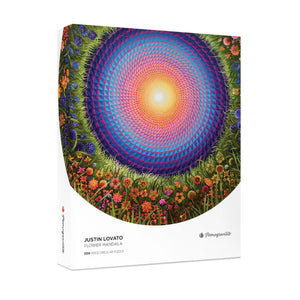 Pomegranate Puzzles - Flower Mandala by Justin Lovato 500 Piece Round Puzzle - The Puzzle Nerds  