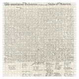 A square jigsaw puzzle featuring the Declaration of Independence