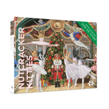A boxed jigsaw puzzle titled "Nutcracker Kitties" by Joè de Vivre, featuring a festive ballet scene with cats dressed as ballerinas around a decorated Christmas tree and a nutcracker in a grand hall.