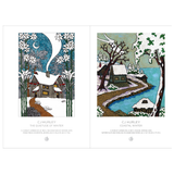 A two-print art set featuring illustrated winter scenes with houses, snowy trees, a crescent moon, and blue water, printed on white cards with the text 'CJ Hurley' and titles 'The Quietude of Winter' and 'Coastal Winter'.