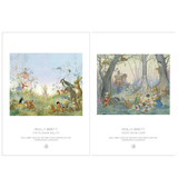Two vertical art prints side by side on a white background, each showing a Molly Brett watercolor illustration with the title below. The left print is titled 'The Flower Ballet' and depicts a whimsical garden scene with animals and flowers.
