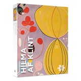 Jigsaw puzzle box with abstract design and 'Hilma af Klint' branding on a white background