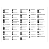 A white rectangular print or poster featuring a grid of many small black-and-white photographs of national parks, each accompanied by a labeled text entry. The layout is dense and documentary rather than visually styled.
