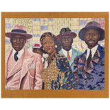 Mosaic artwork of a family with decorative border